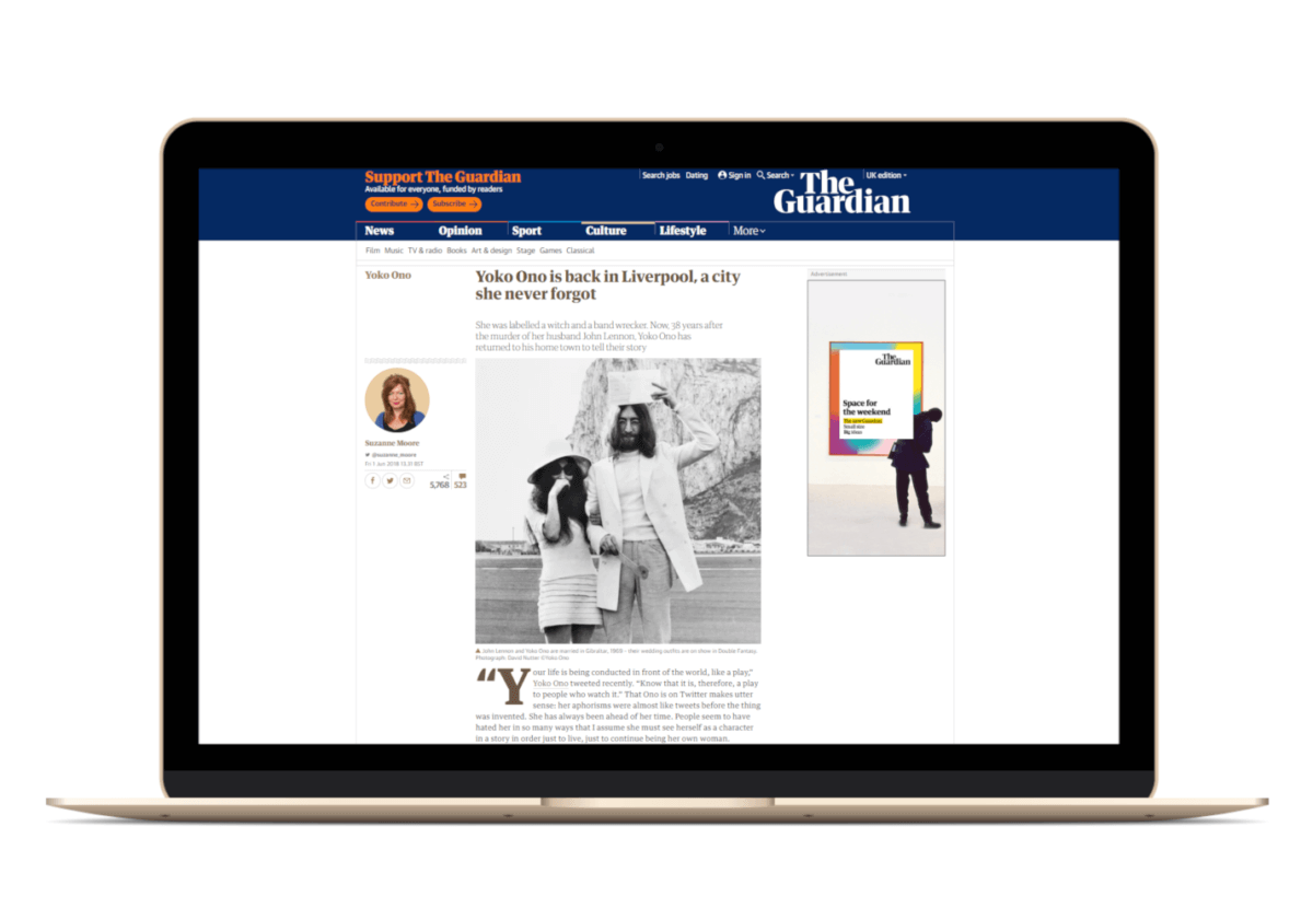 Example of a 300x600 ad format on The Guardian.